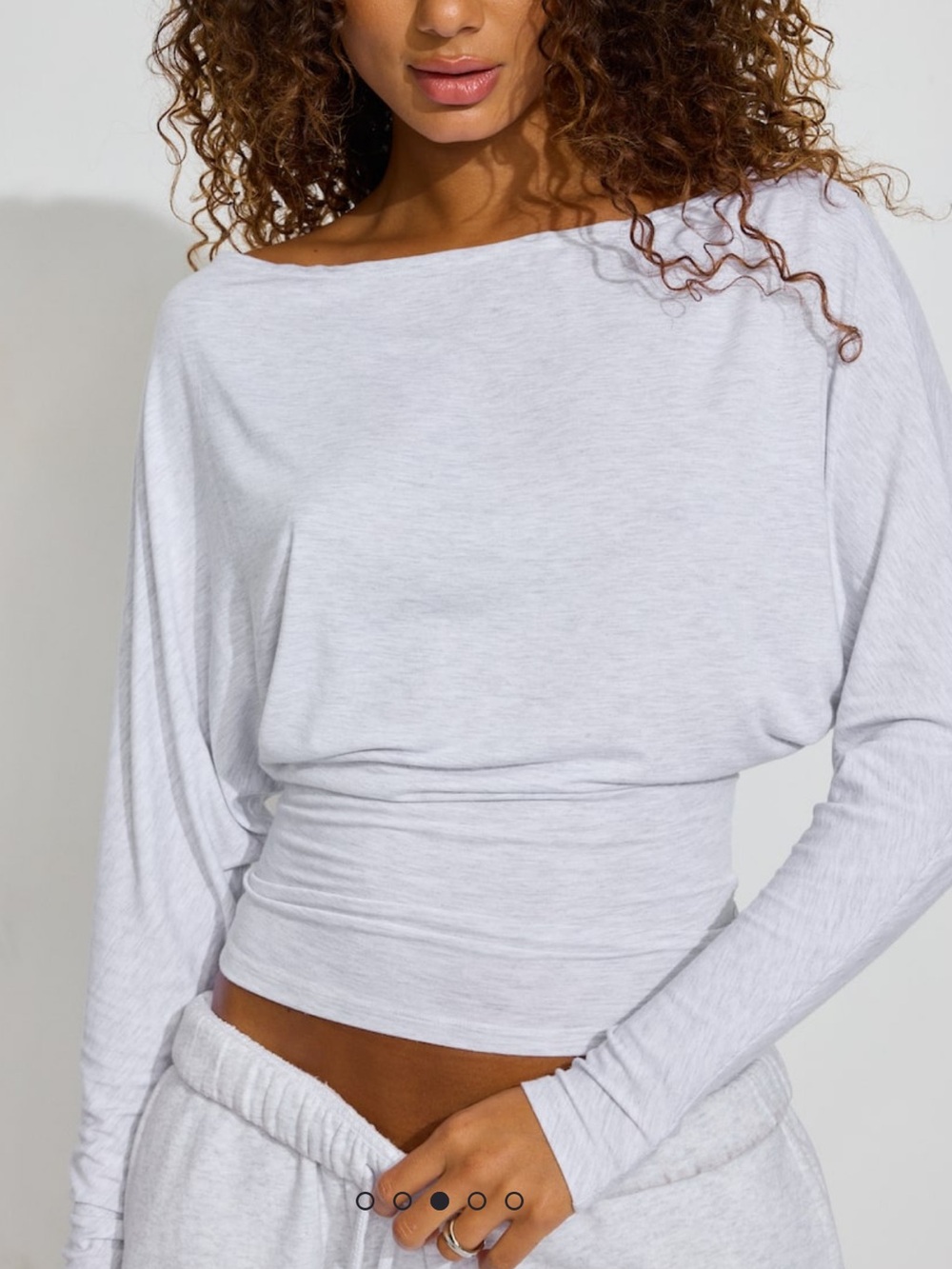 Garage White Boatneck Dolman Waistband Top